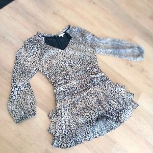 Skies Are Blue Black and Cream Animal Print Dress